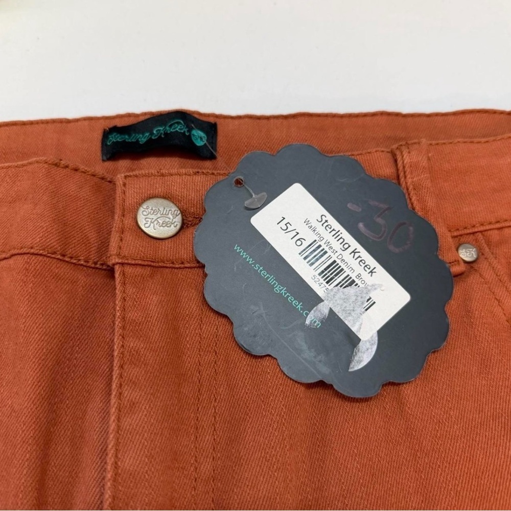 Sterling Kreek Walking West Brown Denim Flared Jeans Women’s 15/16 Cowgirl Rodeo - Picture 2 of 7